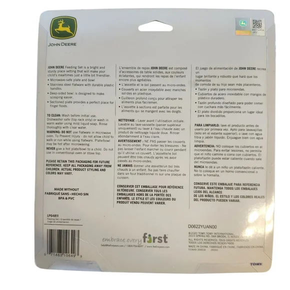 New John Deere Johnny Tractor Feeding Set 4 Pieces - LP64811 Bowl, Plate, Fork - Picture 2 of 2